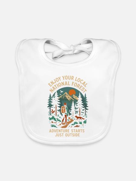 Enjoy Your Local National Forest - Baby Bio-Lätzchen - Weiß - Vorne