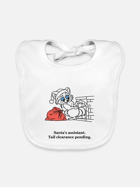 Santa Raccoon überprüft die Schornsteinfreigabe - Baby Bio-Lätzchen - Weiß - Vorne