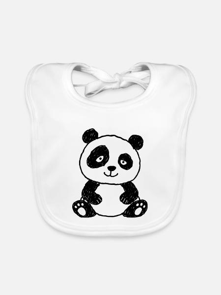 Niedlicher Panda im Kinder-Kritzelstil - Baby Bio-Lätzchen - Weiß - Vorne
