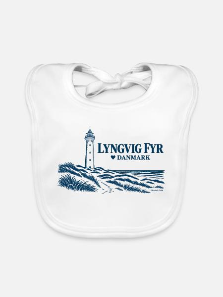 Lyngvig Fyr – Leuchtturm und Nordseeküste - Baby Bio-Lätzchen - Weiß - Vorne