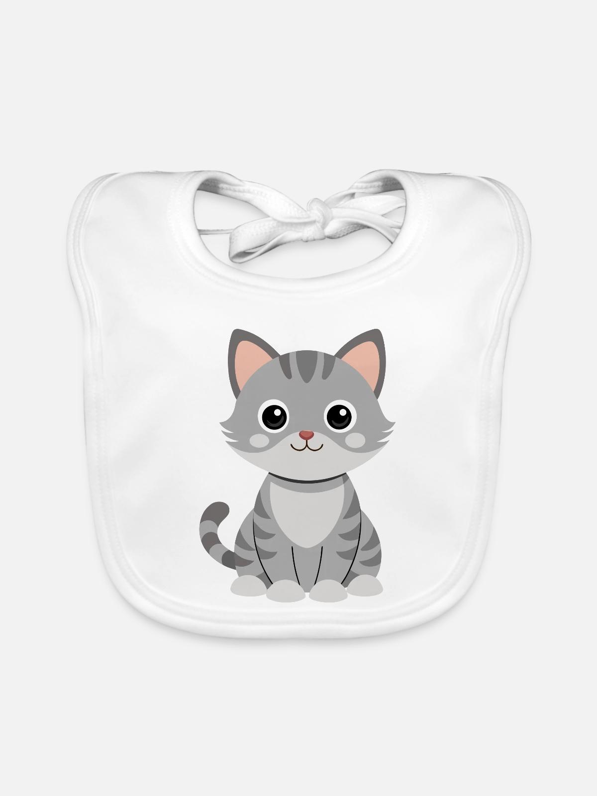 Baby-Katze - Baby Bio-Lätzchen - Weiß - Vorne