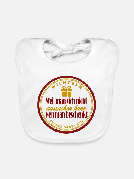 Wichteln Shirt – Lustiges Secret Santa Geschenk - Baby Bio-Lätzchen - Weiß - Vorne