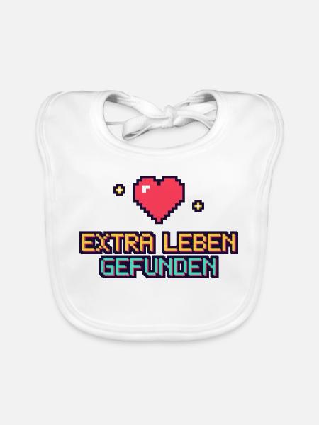 Pixelherz Extra Leben Gefunden - Baby Bio-Lätzchen - Weiß - Vorne