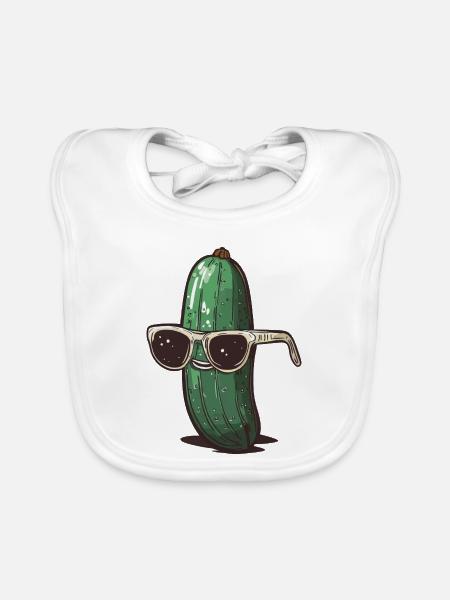 Coole Gurke mit Sonnenbrille - Baby Bio-Lätzchen - Weiß - Vorne