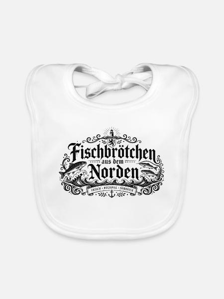 Fischbrötchen aus dem Norden – Küsten Shirt - Baby Bio-Lätzchen - Weiß - Vorne