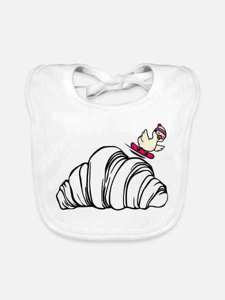Goose Crescent Skifahren - Baby Bio-Lätzchen - Weiß - Vorne