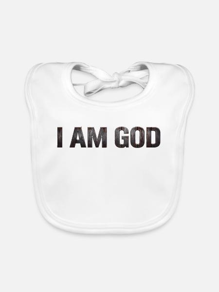 I AM GOD – Rustikale Metalltypografie - Baby Bio-Lätzchen - Weiß - Vorne