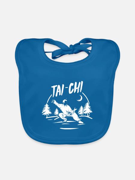 Meditativer Tai Chi Atemrhythmus - Baby Bio-Lätzchen - Pfauenblau