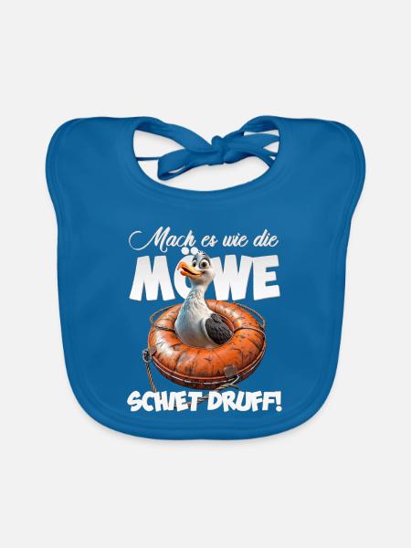 Freche Möwe #lovely toons - Baby Bio-Lätzchen - Pfauenblau - Vorne