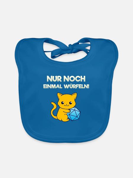 Nur Noch Einmal Würfeln Brettspiel Rollenspiel - Baby Bio-Lätzchen - Pfauenblau - Vorne