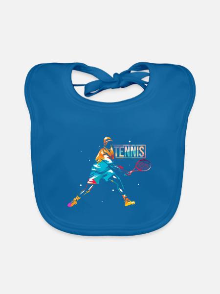 Siegreicher Tennisprofi Rasenplatz - Baby Bio-Lätzchen - Pfauenblau - Vorne