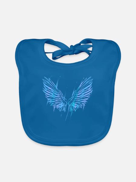 Blaue Engelsflügel Engel Kostüm - Baby Bio-Lätzchen - Pfauenblau