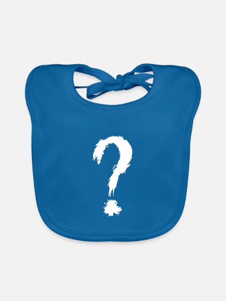 Fragezeichen weiß - Baby Bio-Lätzchen - Pfauenblau - Vorne