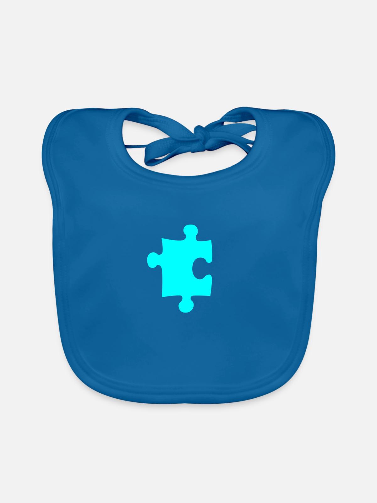 Puzzle - Baby Bio-Lätzchen - Pfauenblau - Vorne