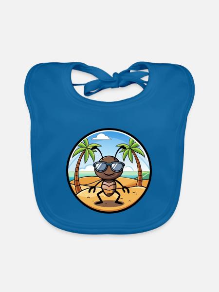 Ameise lustige Cartoon Sommer Strand Sonnenbrille Aufkleber - Baby Bio-Lätzchen - Pfauenblau - Vorne