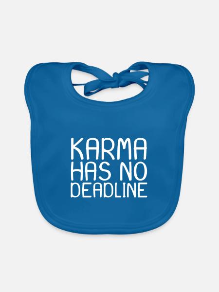 Karma Spruch - Baby Bio-Lätzchen - Pfauenblau