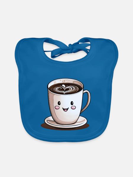 Lächelnde Tasse Kaffee - Baby Bio-Lätzchen - Pfauenblau