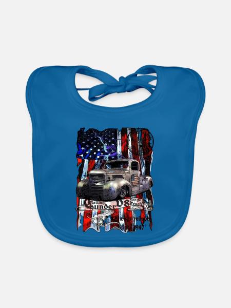 Vintage Truck Flaggen Hintergrund - Baby Bio-Lätzchen - Pfauenblau