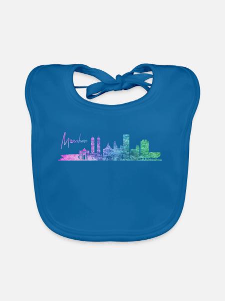 München skyline - Baby Bio-Lätzchen - Pfauenblau