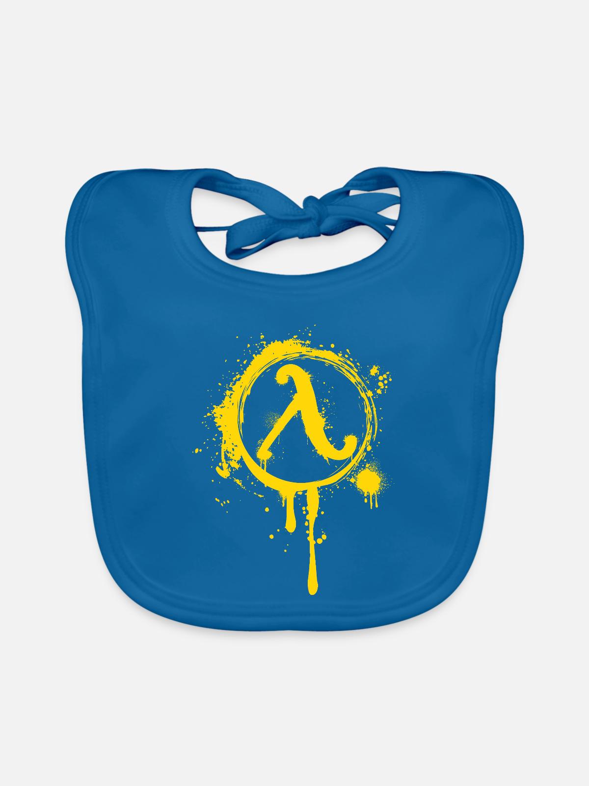 Halbwertszeit Widerstand Lambda-Symbol - Baby Bio-Lätzchen - Pfauenblau - Vorne