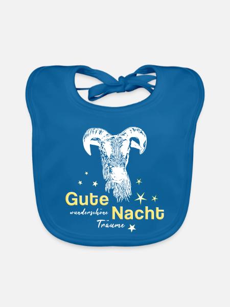 Schaf Schafbock gute Nacht - Baby Bio-Lätzchen - Pfauenblau - Vorne