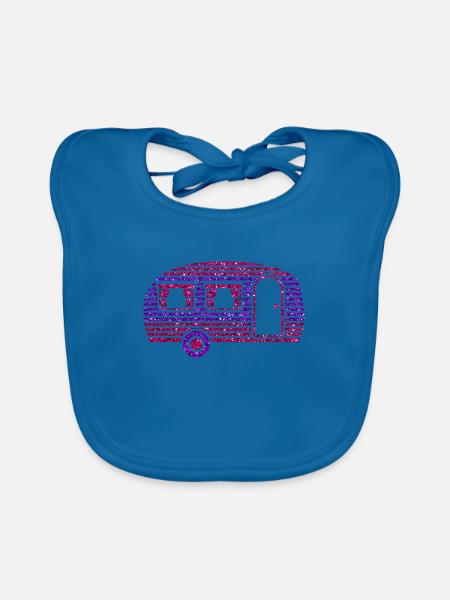 Wohnwagen - Baby Bio-Lätzchen - Pfauenblau - Vorne