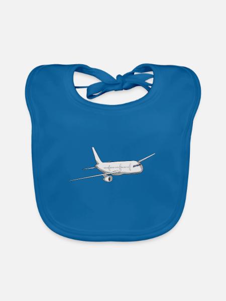 Flugzeug - Baby Bio-Lätzchen - Pfauenblau - Vorne