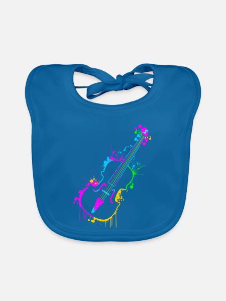 Violine - Baby Bio-Lätzchen - Pfauenblau - Vorne