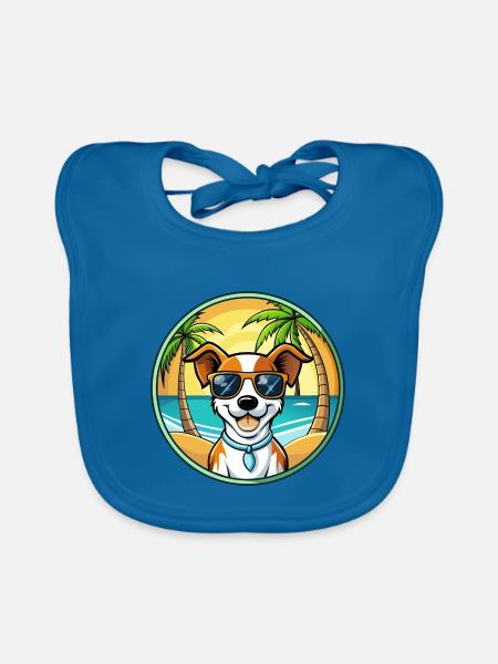 Jack Russell Terrier Chien Race Dessin Animé Lunettes de Soleil - Bavoir bio Bébé - bleu paon