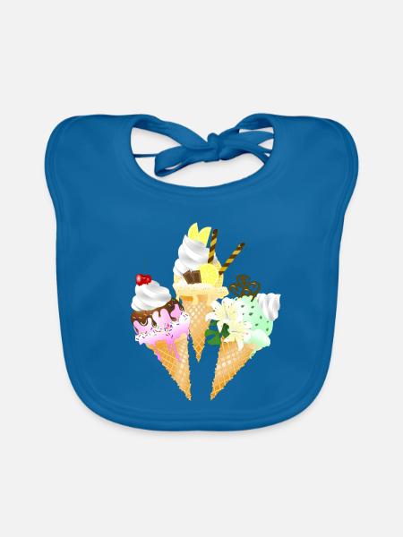 Eiswaffel - Baby Bio-Lätzchen - Pfauenblau
