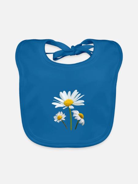 Margeriten weiße Blumen Margerite - Baby Bio-Lätzchen - Pfauenblau - Vorne