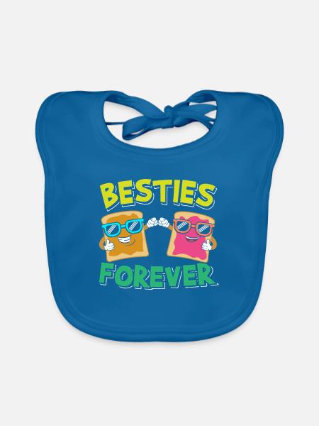 Besties Forever Best Friends PB & Jelly - Baby Bio-Lätzchen - Pfauenblau - Vorne