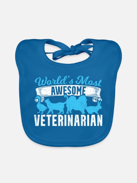 Weltbester Tierarzt - Baby Bio-Lätzchen - Pfauenblau - Vorne