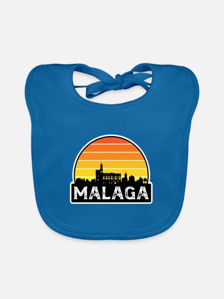 Málaga Spanien Flagge Skyline Reisesouvenir - Baby Bio-Lätzchen - Pfauenblau