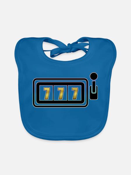 Spielautomat mit Jackpot (777) - Baby Bio-Lätzchen - Pfauenblau - Vorne