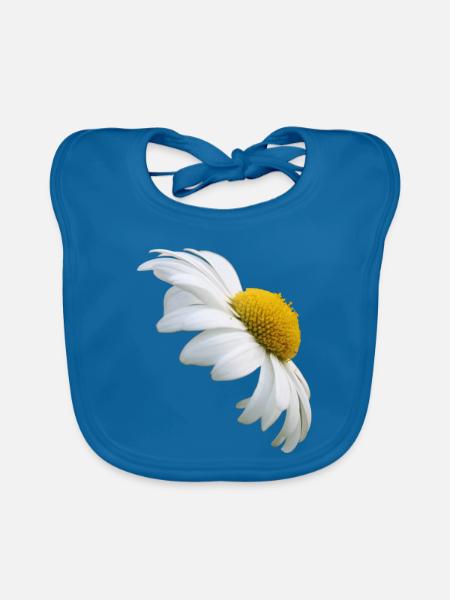 Margeriten Margerite weiße Blume Gänseblume - Baby Bio-Lätzchen - Pfauenblau - Vorne