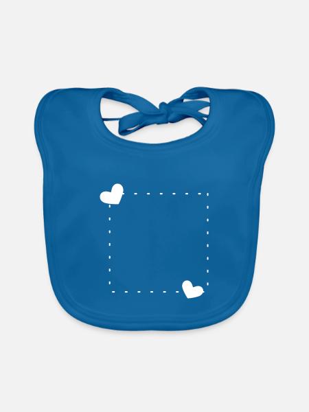 Herz Rahmen Ornament Linie Weiß - Baby Bio-Lätzchen - Pfauenblau - Vorne