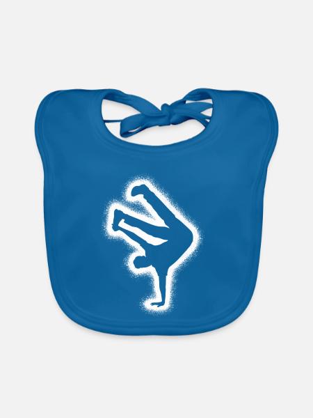 Breakdance Tanzen Breakdancer Kinder Breakdancer - Baby Bio-Lätzchen - Pfauenblau - Vorne