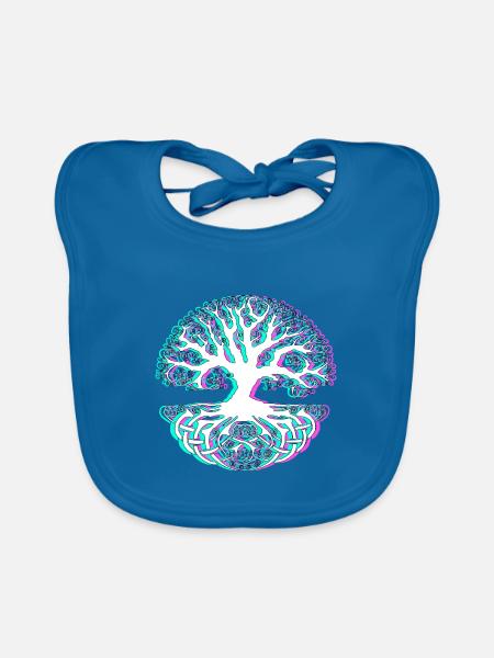 Baum - Baby Bio-Lätzchen - Pfauenblau - Vorne