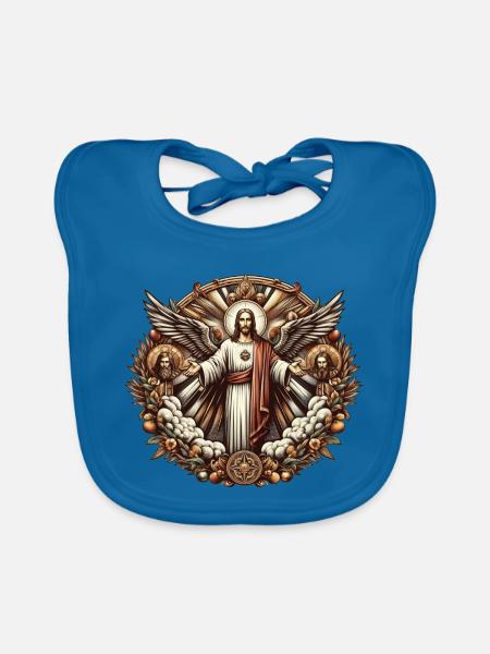 Logo de Jésus-Christ - Bavoir bio Bébé - bleu paon