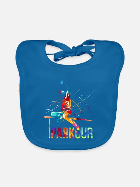 Sprunghafter Parkour Hindernislauf - Baby Bio-Lätzchen - Pfauenblau