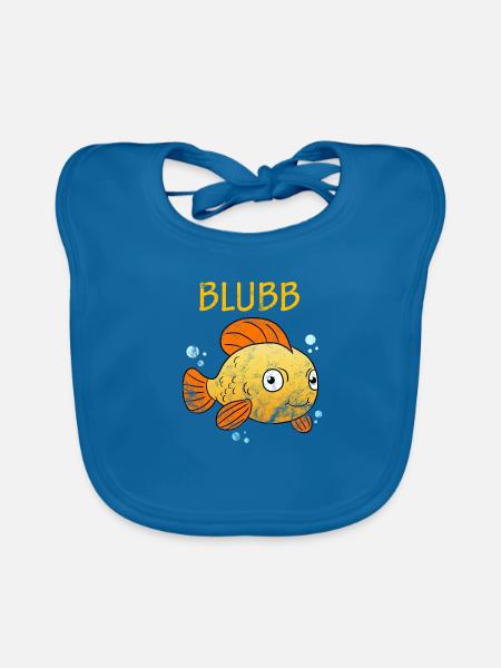 Blubb Goldfisch Süßer Fisch Aquarium Fischchen - Baby Bio-Lätzchen - Pfauenblau - Vorne