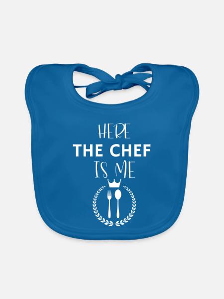 Kitchen apron here the chef us me - Organic Baby Bibs - peacock-blue - Front