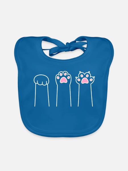Cat Paw Game Cat Paws Stone Paper Scissors - Bavoir bio Bébé - bleu paon - Devant