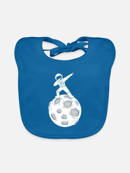 Mond Astronaut Dab Dabbing Moon - Baby Bio-Lätzchen - Pfauenblau