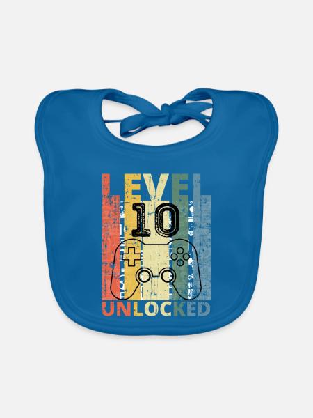 Level 10 freigeschaltet - Baby Bio-Lätzchen - Pfauenblau
