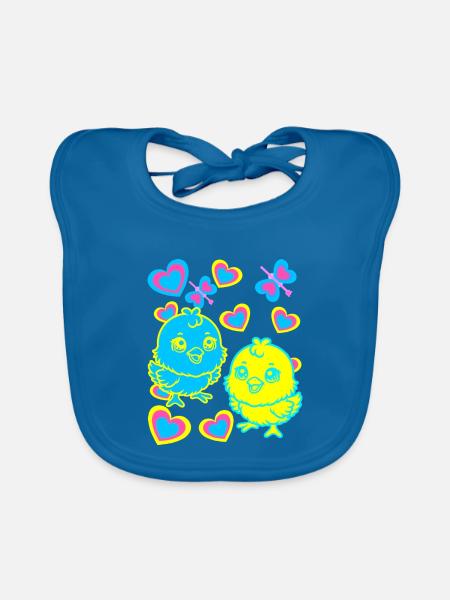 Küken Ostern Kind Kinder - Baby Bio-Lätzchen - Pfauenblau - Vorne