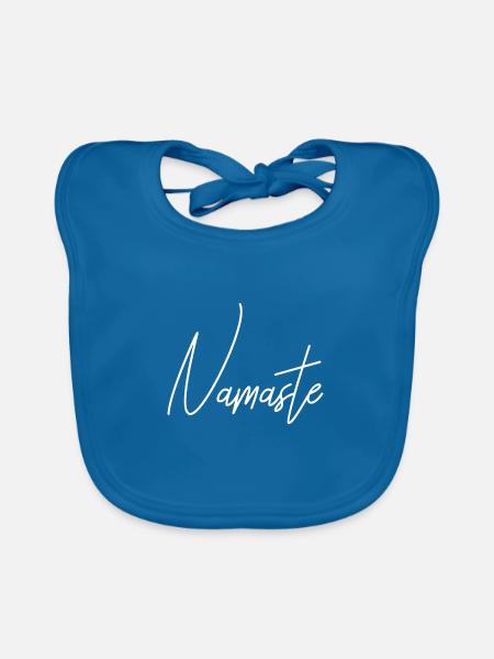 Namaste font - Organic Baby Bibs - peacock-blue - Front