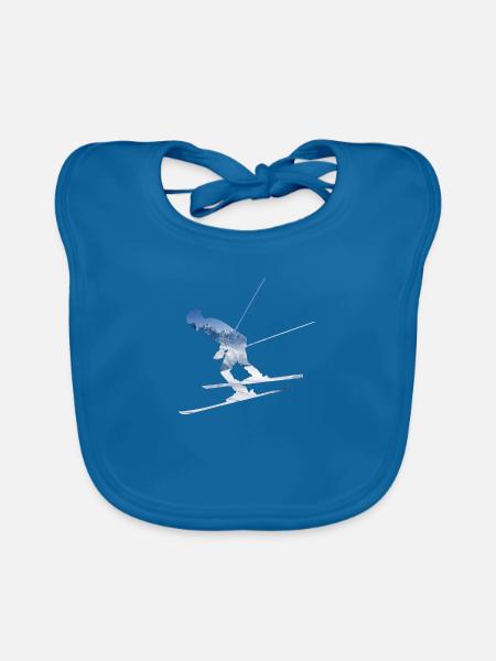 Ski Skier - Baby Bio-Lätzchen - Pfauenblau - Vorne