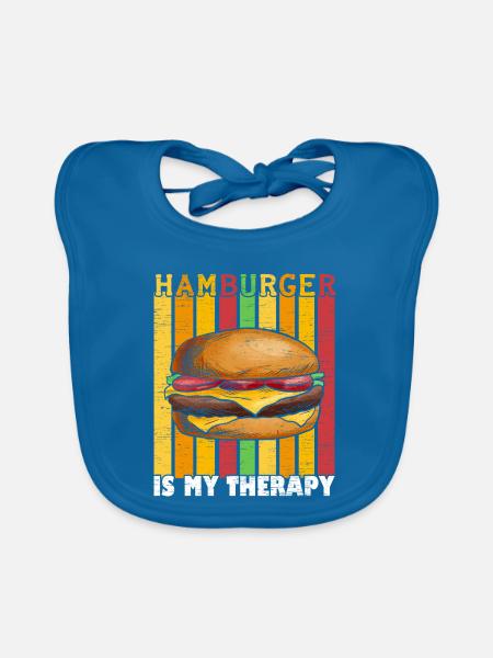 Hamburger ist meine Therapie Burger Eater Food Lov - Baby Bio-Lätzchen - Pfauenblau - Vorne